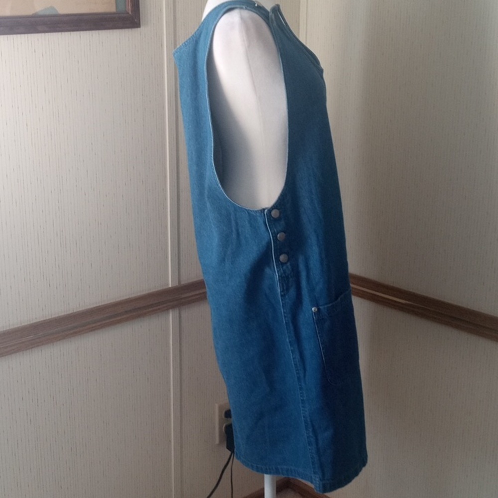 Denim Sleeveless Pinafore Dress - Blue XL,Causal, Comfort, Every Day - Picture 6 of 6